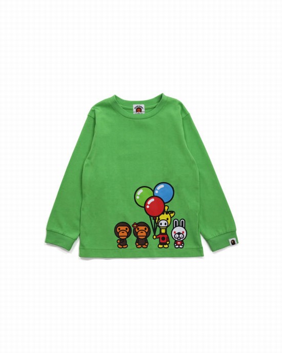 T Shirts Bape Milo & Friends L/S Enfant Vert Clair | ZYVKP9286