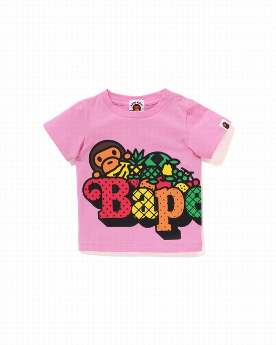 T Shirts Bape Milo Fruit Enfant Rose | EIAVM9602