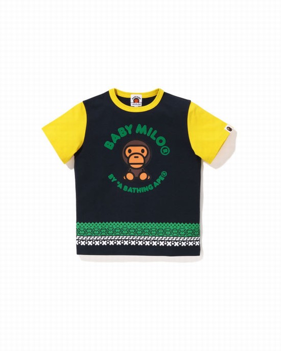 T Shirts Bape Milo Nordic Print Enfant Bleu Marine Bleu | JAXMY5082