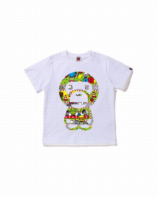 T Shirts Bape Milo Racing Big Milo Enfant Blanche | CWIXV8731