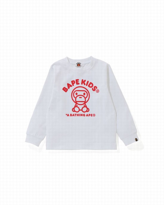 T Shirts Bape Milo Rug L/S Enfant Blanche | KXAVM0865