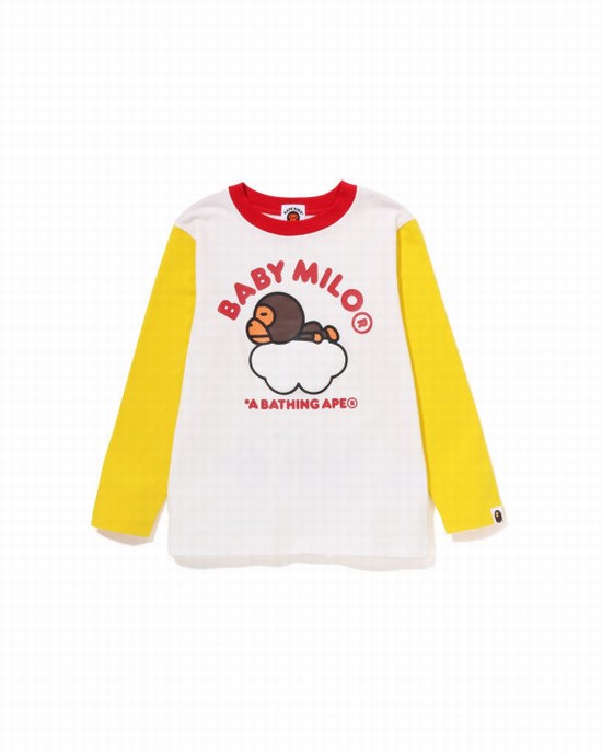 T Shirts Bape Milo Sleep On Cloud L/S Enfant Blanche | UIRBA1297