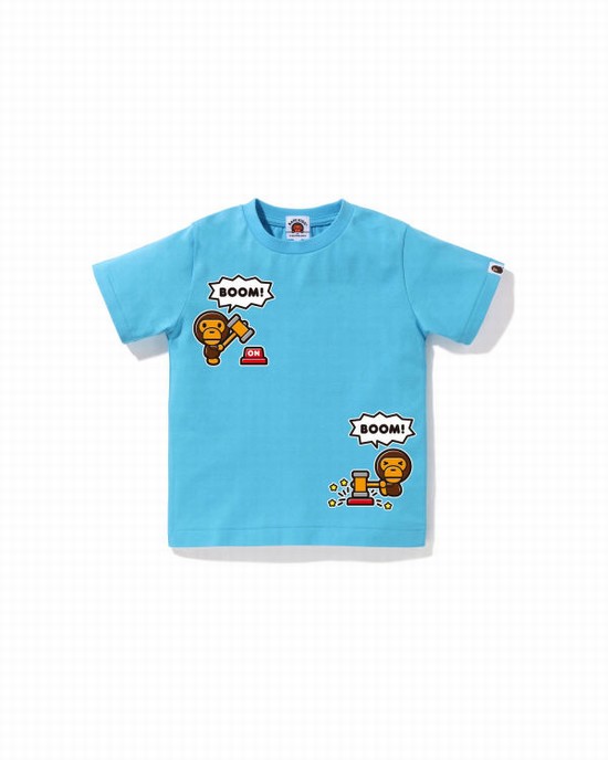 T Shirts Bape Milo Speech Balloon #4 Enfant Bleu | NCWJB0624