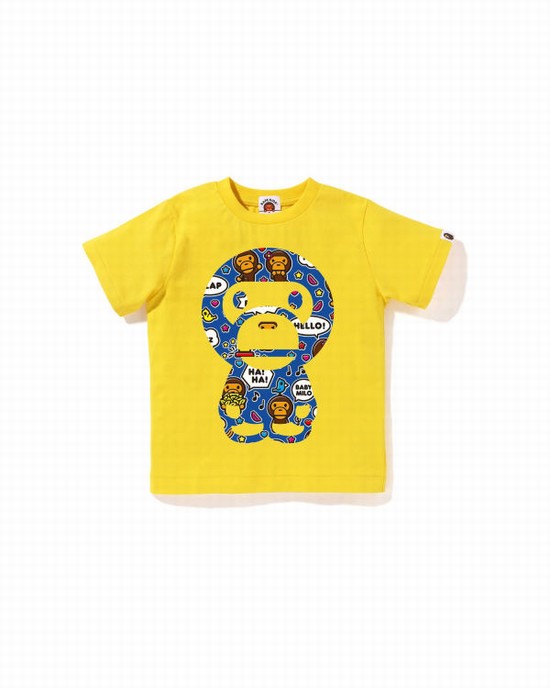 T Shirts Bape Milo Speech Balloon Big Milo Enfant Jaune | KSMOR1670