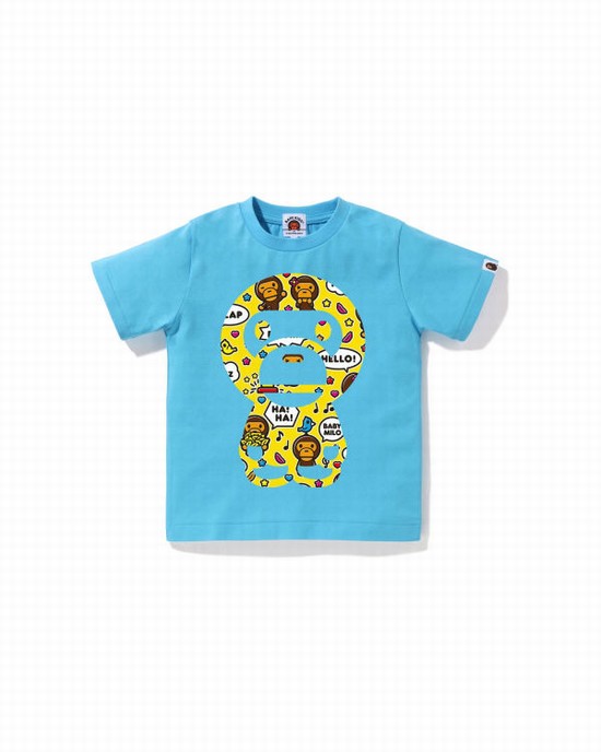 T Shirts Bape Milo Speech Balloon Big Milo Enfant Bleu | YFVIJ3972