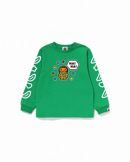 T Shirts Bape Milo Speech Balloon L/S #1 Enfant Menthe | RUHQA6459