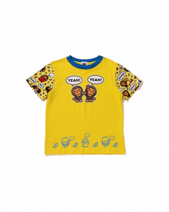 T Shirts Bape Milo Speech Balloon Milo Lisa Enfant Jaune | EOYRH0587