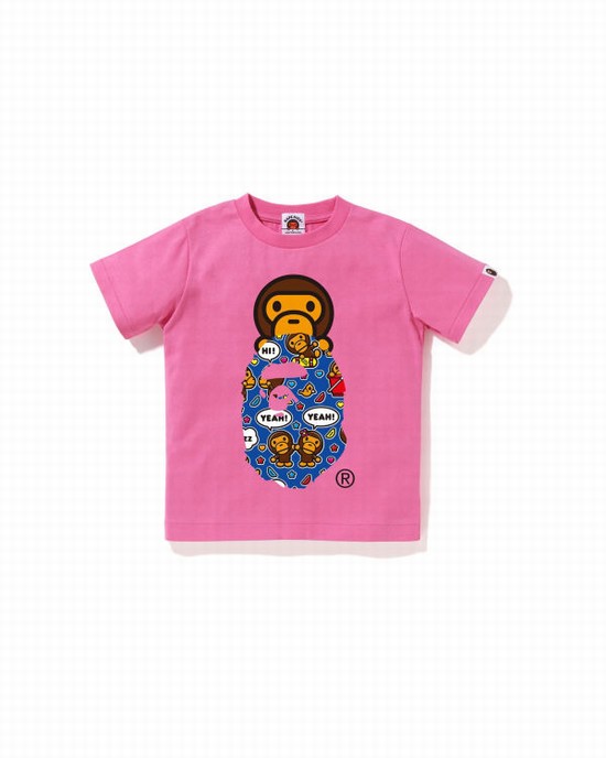 T Shirts Bape Milo Speech Balloon Milo On Ape Head Enfant Rose | IYQXR5049