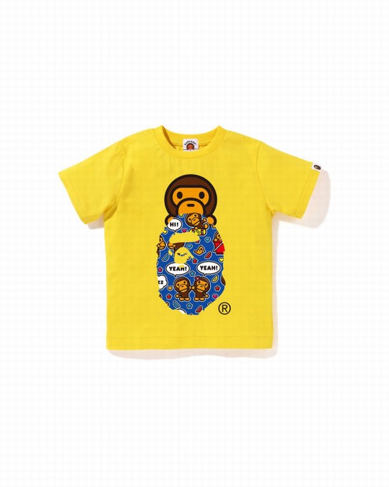 T Shirts Bape Milo Speech Balloon Milo On Ape Head Enfant Jaune | LYCEN1624