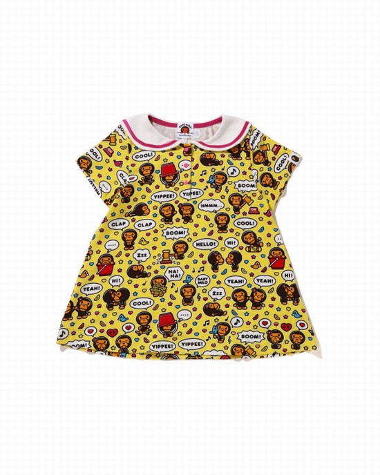 T Shirts Bape Milo Speech Balloon Sailor Collar Enfant Jaune | BZULN6935