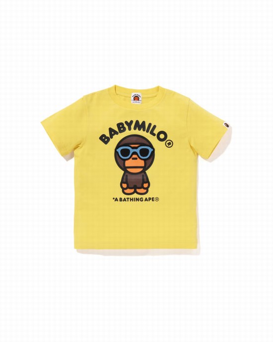 T Shirts Bape Milo Sunglass Patched Enfant Jaune | YRDFS1672