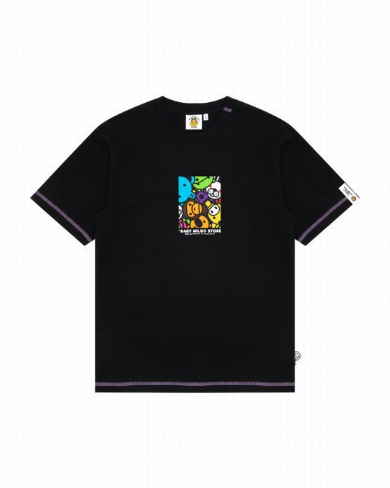 T Shirts Bape Milo box logo print Homme Noir | XALBE2906