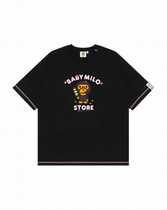 T Shirts Bape Milo boxy fit Femme Noir | XDPCO7314