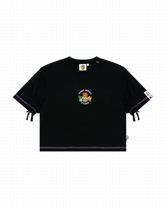 T Shirts Bape Milo cropped fit Femme Noir | RFZWP4865