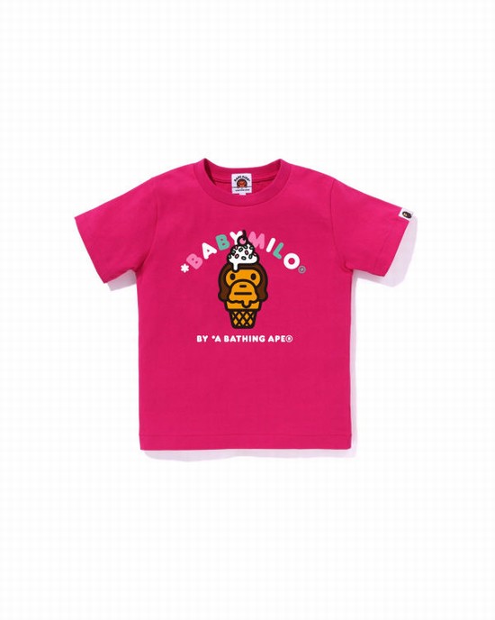 T Shirts Bape Milo ice cream Enfant Rose | OBDUH7630