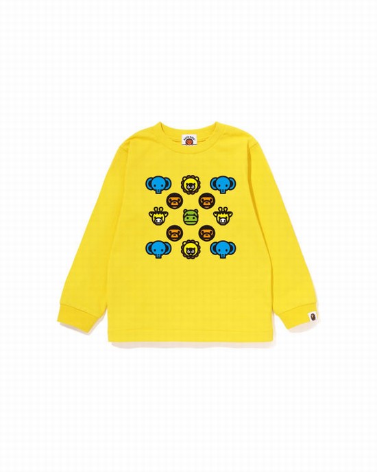 T Shirts Bape Milogram L/S Enfant Jaune | TSPWZ6405