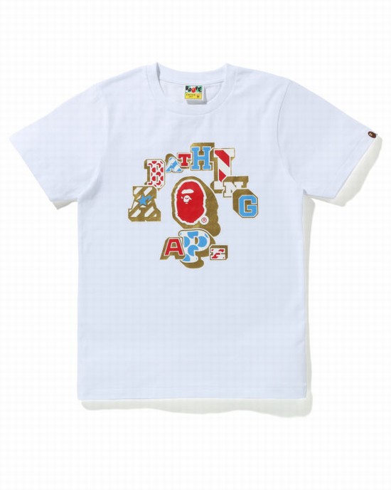 T Shirts Bape Mix Patched College Femme Blanche | XEHZO6927