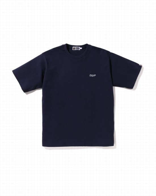 T Shirts Bape One Point Relaxed Fit Homme Bleu Marine Bleu | DYOJM7385