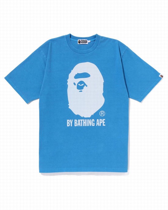 T Shirts Bape Overdyed By Bathing Ape Relaxed Homme Bleu | OFCEX8712