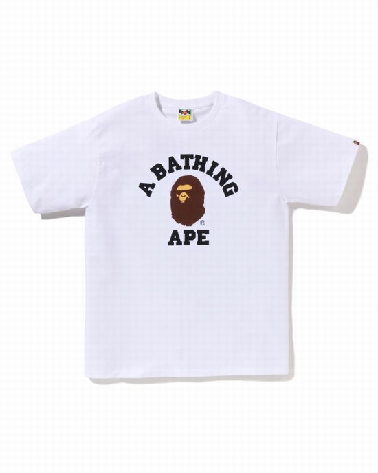 T Shirts Bape Pigment College Homme Blanche | NWIKO1620