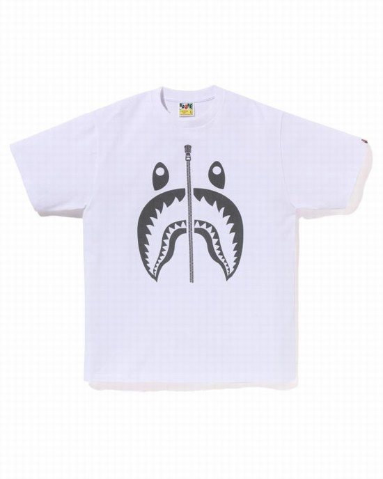 T Shirts Bape Pigment Shark Homme Blanche | MAUNG9460