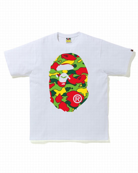 T Shirts Bape STA Camo Big Ape Head Homme Blanche | SEKCD5680