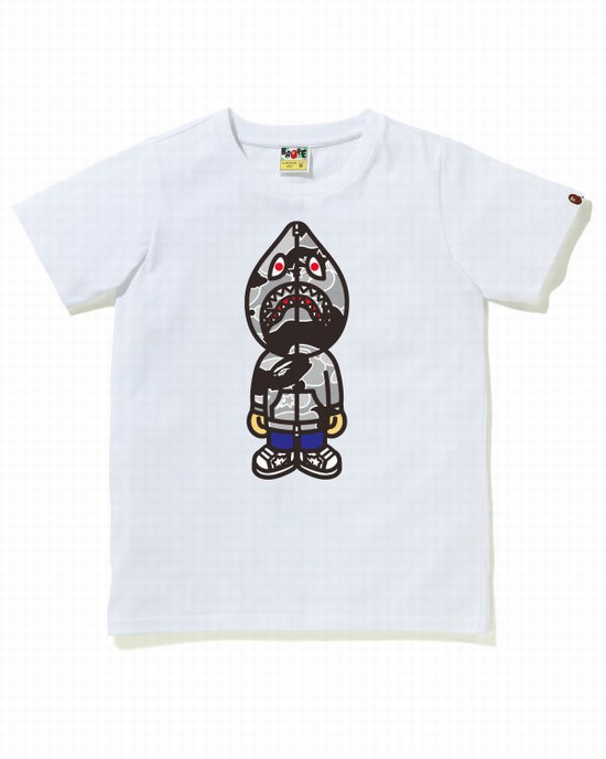 T Shirts Bape STA Camo Classiche Milo Shark Femme Blanche | SNTER5271