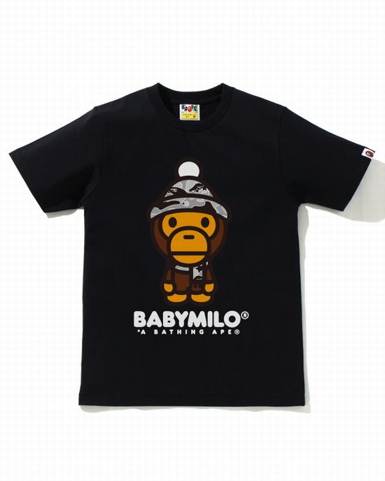 T Shirts Bape STA Camo Milo D'hiver Femme Noir | FZCBS1763