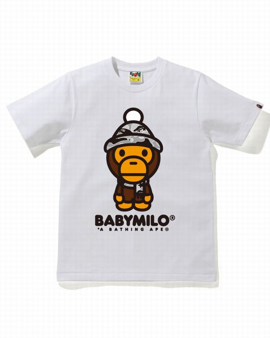 T Shirts Bape STA Camo Milo D'hiver Femme Blanche | PSGDQ0829