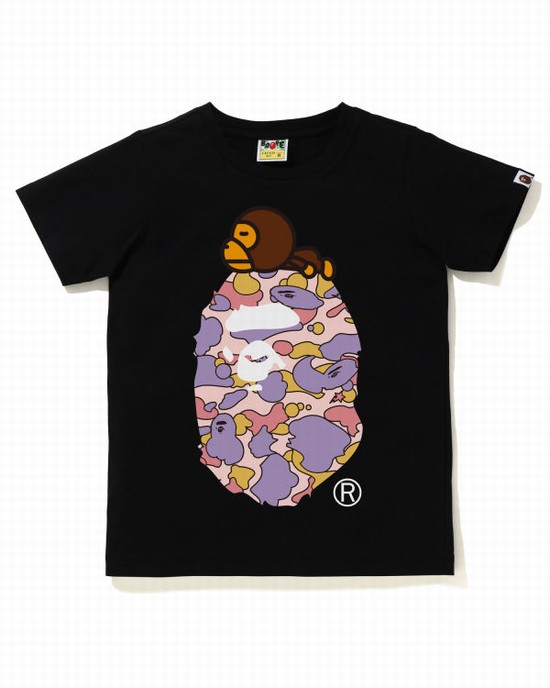 T Shirts Bape STA Camo Milo On Big Ape Femme Noir | KAMGY7018