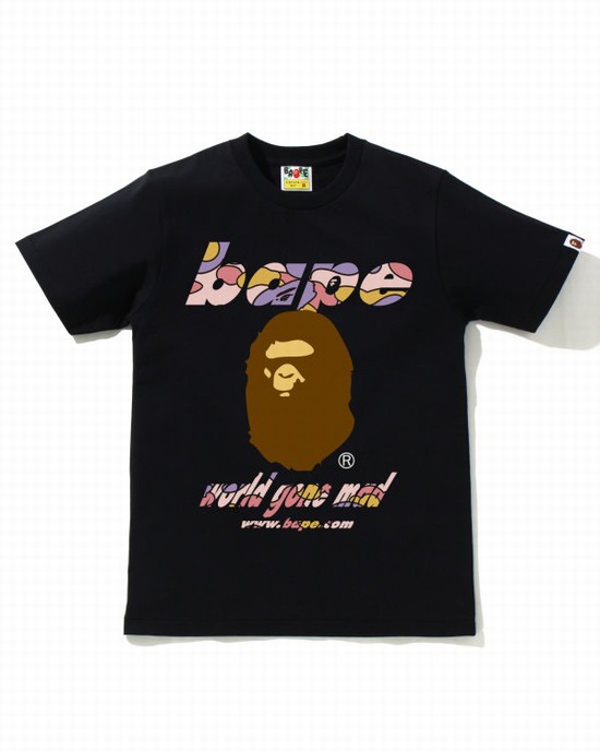 T Shirts Bape STA Camo WGM Ape Head Femme Noir | TLADE4631