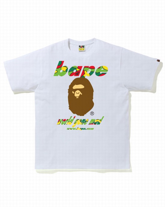 T Shirts Bape STA Camo WGM Ape Head Homme Blanche | FHMEX4683