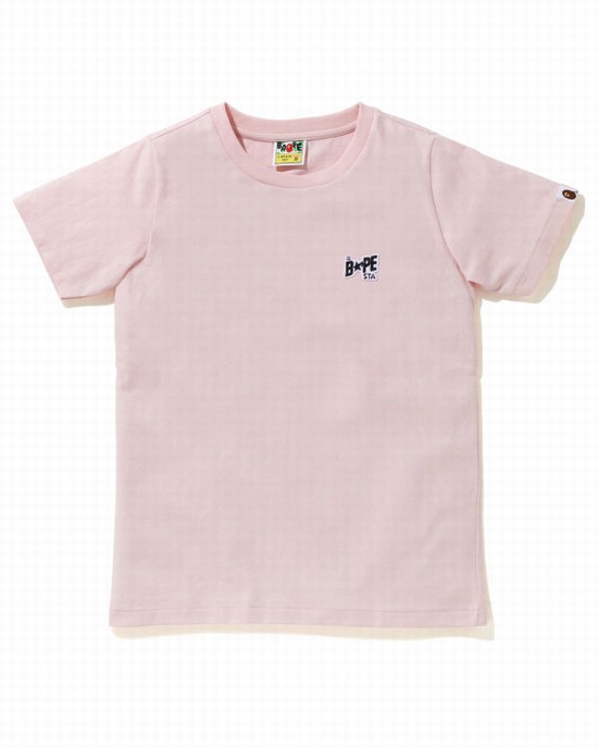 T Shirts Bape STA Logo One Point Femme Rose | JNXEP0631