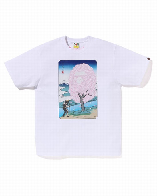 T Shirts Bape Sakura Homme Blanche | BORIH1236