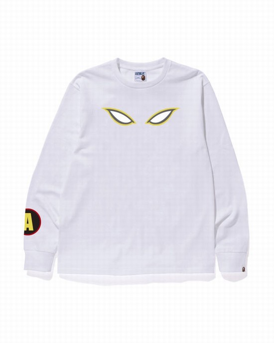 T Shirts Bape Shadow L/S Homme Blanche | BEPUO6792