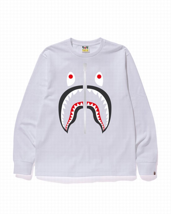 T Shirts Bape Shark Homme Blanche | NCVMY6208