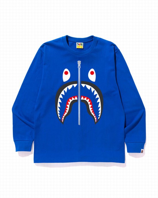 T Shirts Bape Shark Homme Bleu | YXHZK7846