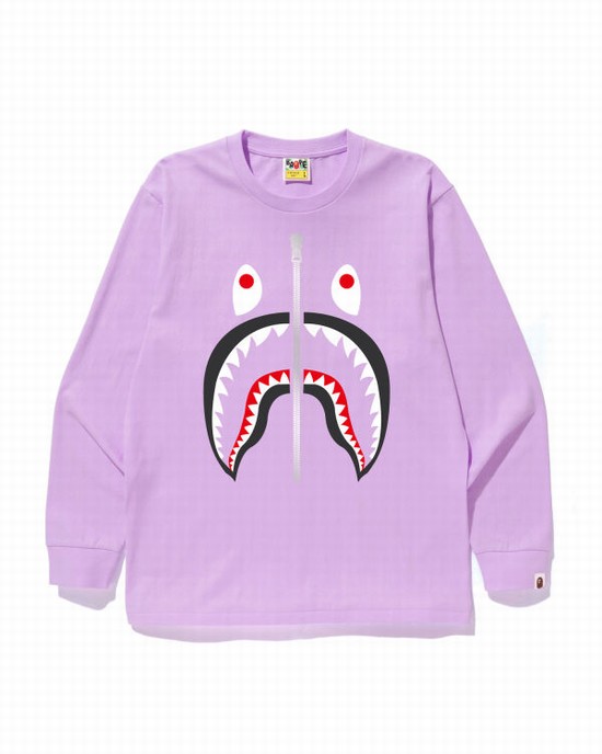 T Shirts Bape Shark Homme Violette | DRQMO4230