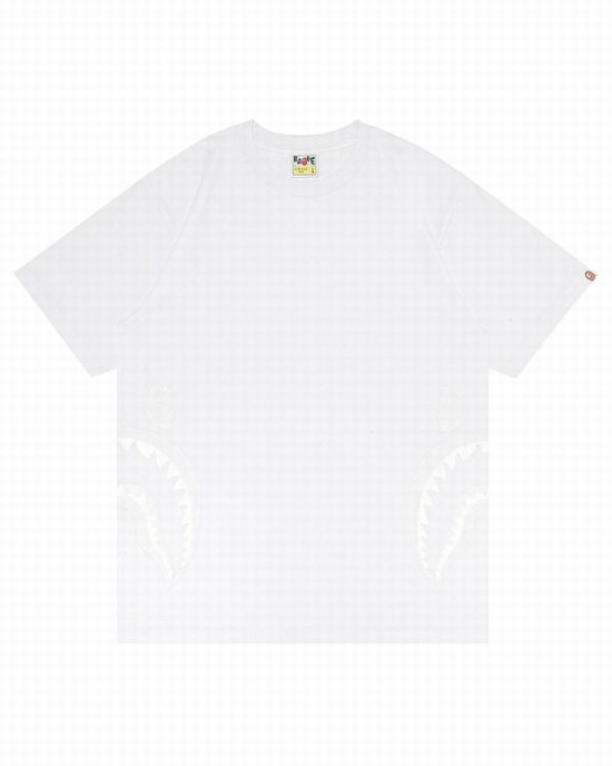 T Shirts Bape Side Shark Homme Blanche | GSEPH1863