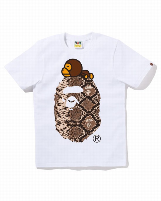 T Shirts Bape Snake Milo On Big Ape Femme Blanche | WYRXS1405