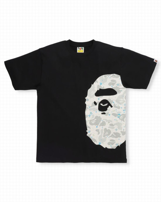 T Shirts Bape Space Camo Side Big Ape Head Homme Noir | YLUVI4780