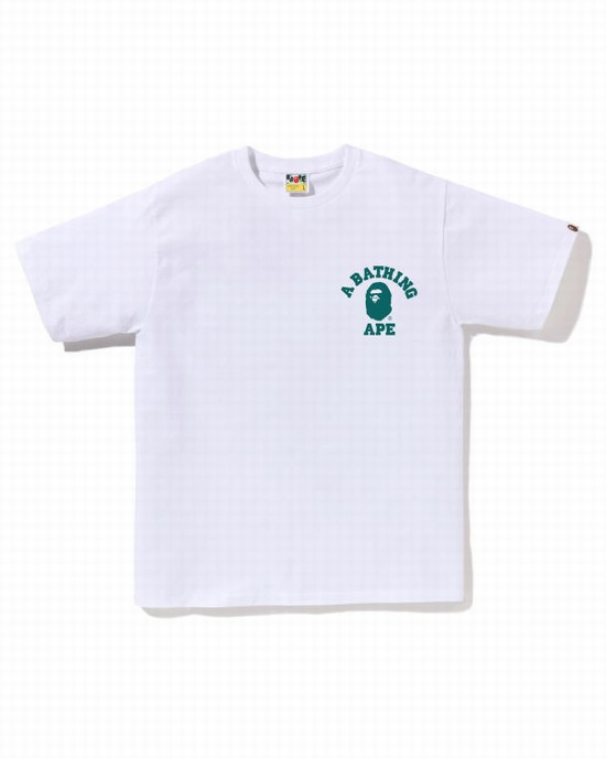 T Shirts Bape Speed Racer College ATS Homme Blanche | VPBWS7524