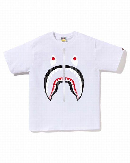 T Shirts Bape Speed Racer Shark Homme Blanche | MEKBA7324