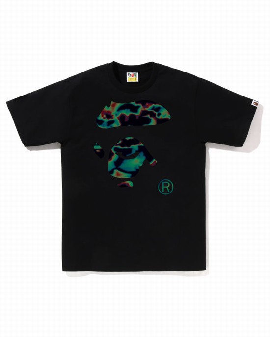 T Shirts Bape Thermography Ape Face Homme Noir | MIUHG6741