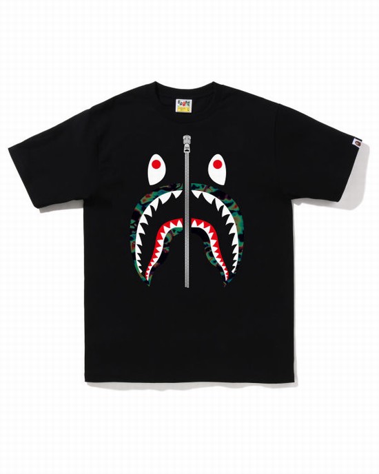 T Shirts Bape Thermography Shark Homme Noir | THZIB8397