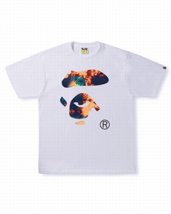 T Shirts Bape Tie Dye Ape Face Homme Blanche | RFCEM0679