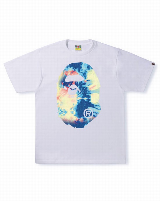 T Shirts Bape Tie Dye Big Ape Head Homme Blanche | KGLDQ6745