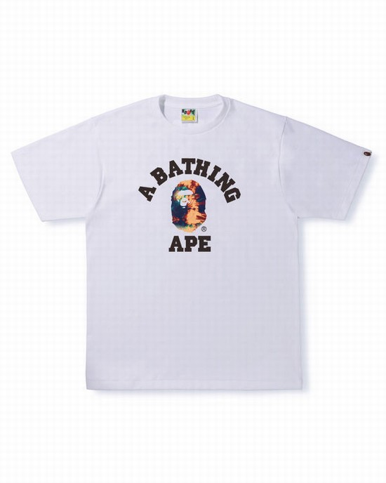 T Shirts Bape Tie Dye College Homme Blanche | JUMKT0154