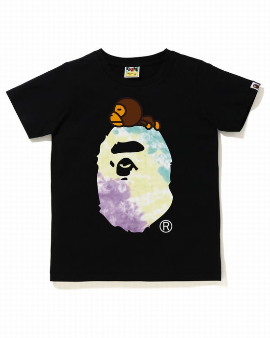 T Shirts Bape Tie-Dye Milo On Big Ape Femme Noir | YRPSG2783