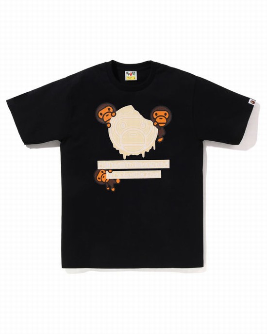 T Shirts Bape Valentine Chocolate Milo Homme Noir | AKMDP1543